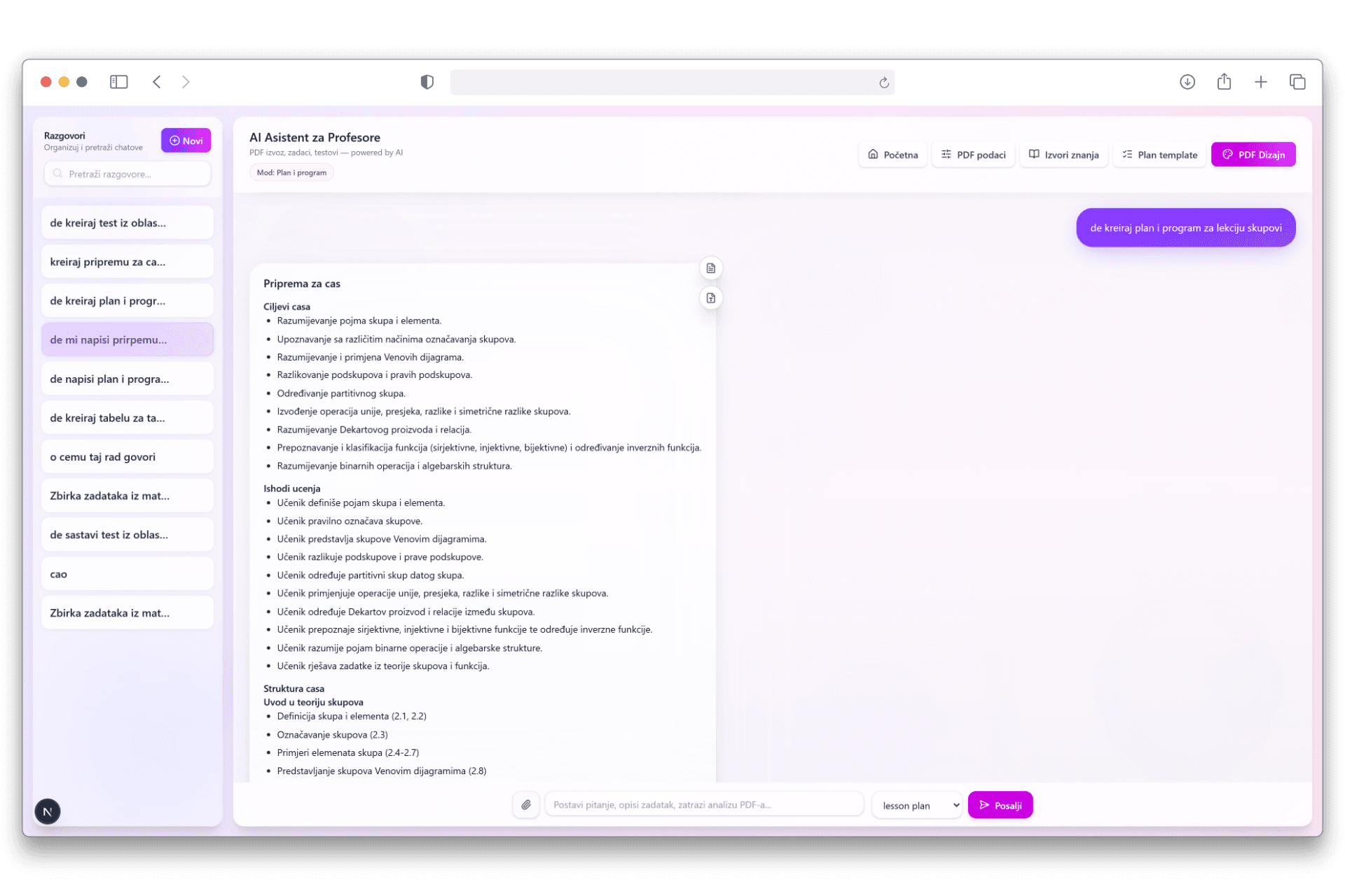 ProfPro AI Interfejs